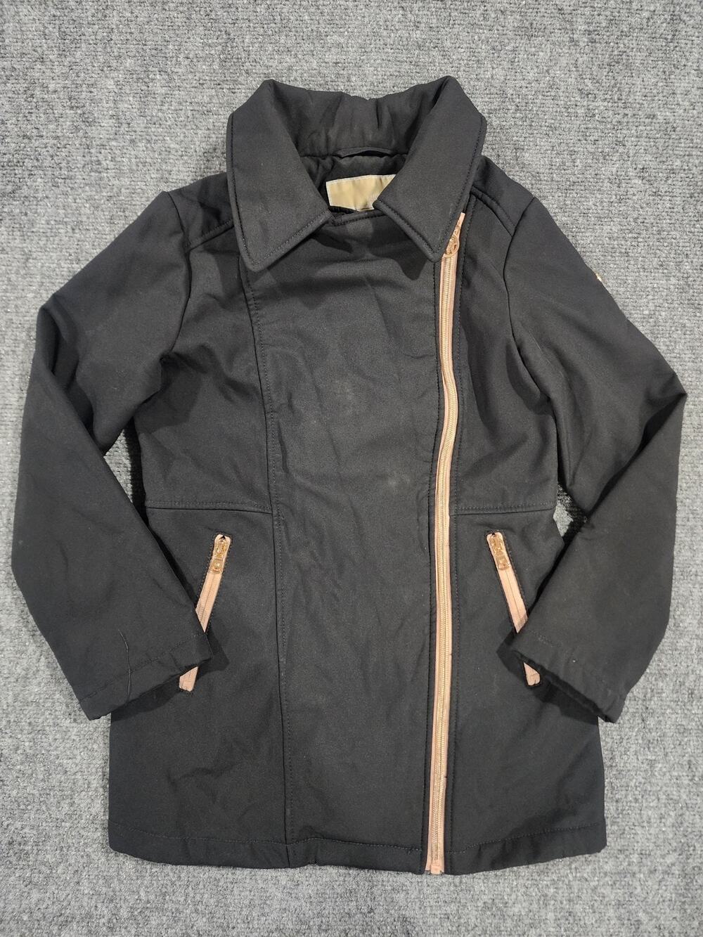 MICHAEL Michael Kors Girls Asymmetric Moto Jacket Black Size 7/8 Missing Hood